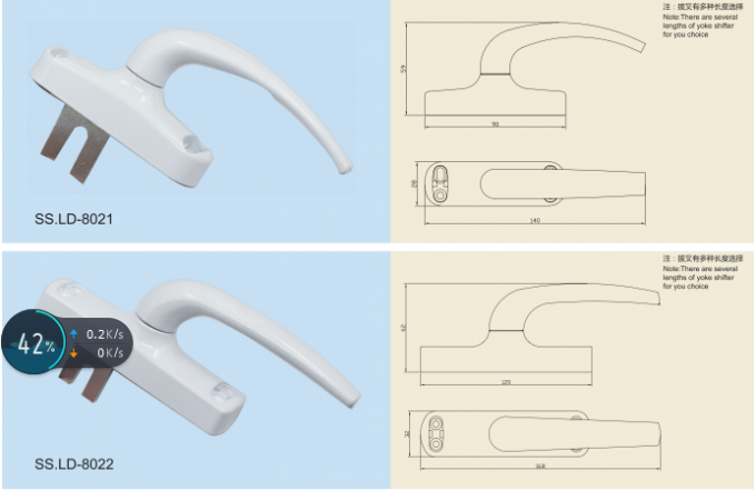 Manipulez la série d'accessoires de porte de fenêtre d'aluminium/zinc pour la poignée de deux serrures